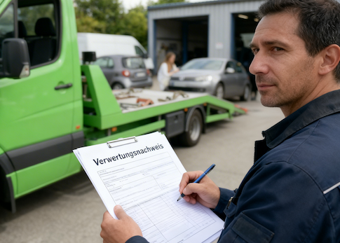 Verwertungsnachweis für umweltgerechte Autoentsorgung
